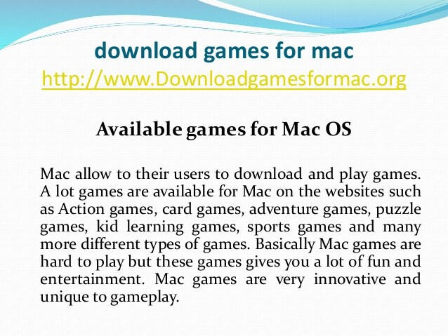 what types of games are there for mac